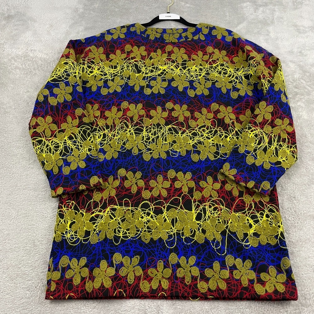 Zara‎ Embroidered Shift Mini Dress Women S Multicolored Floral Long Sleeve 70s